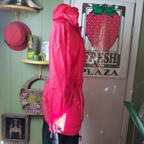 Vintage Red Nylon Windbreaker w/Hood S - Picture 3 of 9
